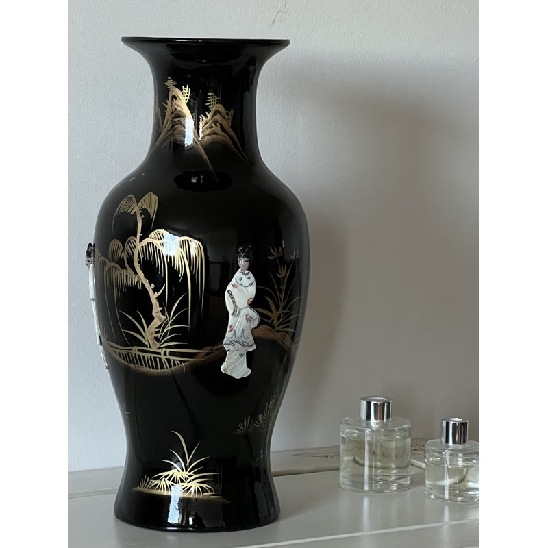 Annia Black/Gold 40.5Cm Ceramic Table Vase
