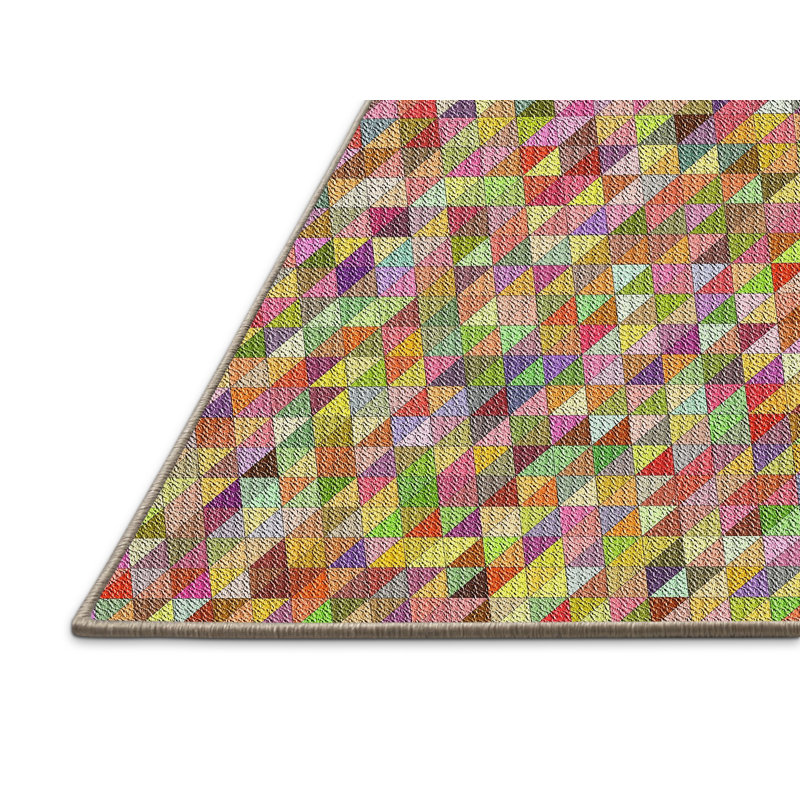 Tapis rouge/bleu/vert tissé à la machine, Rectangle 2 pi x 3 pi