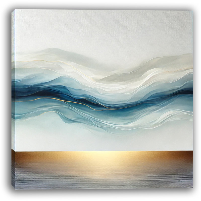 «Oceanic Symphony», art mural abstrait sur toile tendue, H 12 po x l 12 po x P 1 po