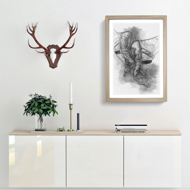 The Feet of a Ballet Dancer in Abstract - Picture Frame Graphic Art Print, 48cm H x 36cm W x 2cm D, Oak Framed