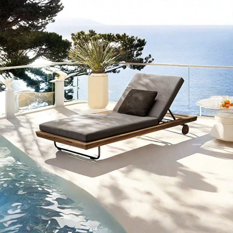 Chaise longue d'extérieur en teck