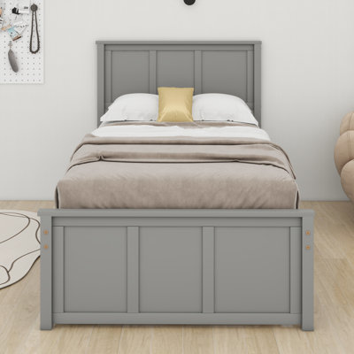 Cadre de lit simple avec lit gigogne, lit de jour en bois massif avec tête de lit, cadre de lit simple pour enfants