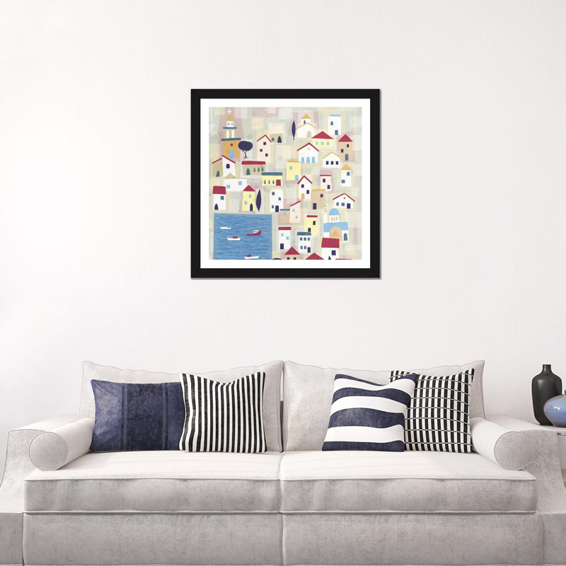 « Halki » par Nic squirrell-impression d’art graphique, H 24 po x l 24 po x p 1 po, Blanc, Papier encadré noir