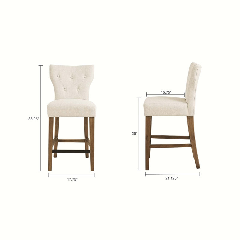 Tabouret de comptoir capitonné, tabouret de bar, chaise à hauteur de comptoir, Naturel, Beige