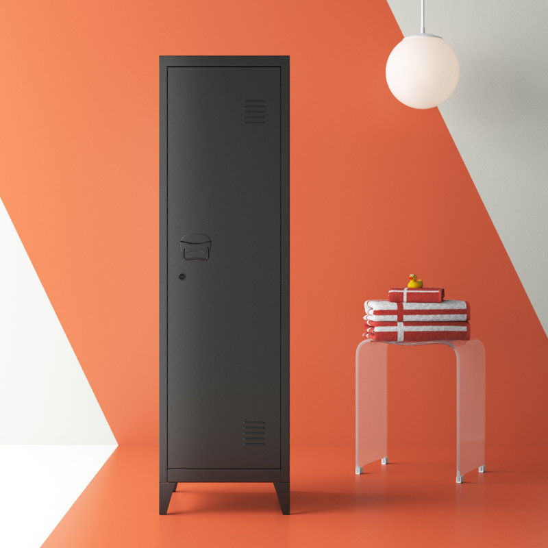 Armoire de salle de bain autoportante de l 15,2 po x H 54,1 po x P 15,2 po Sherrill, Thermolaqué noir