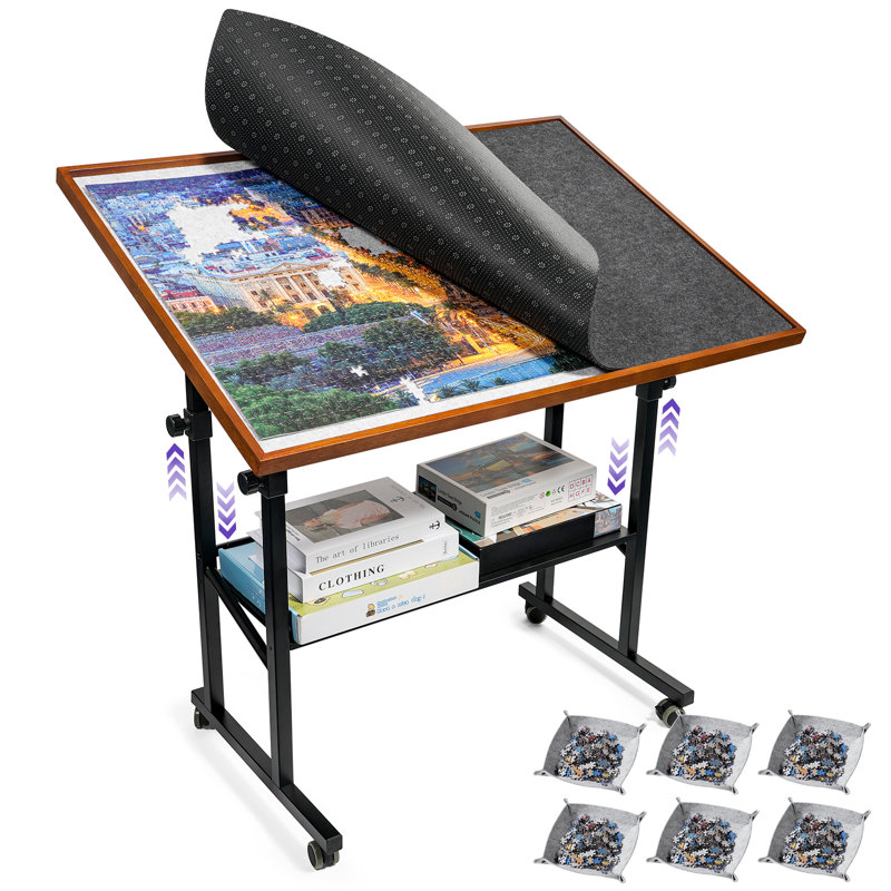 Jigsaw Puzzle Table with Legs, Puzzle Board with 10-Tilting-Angle & Height Adjustable for 1500 Piece