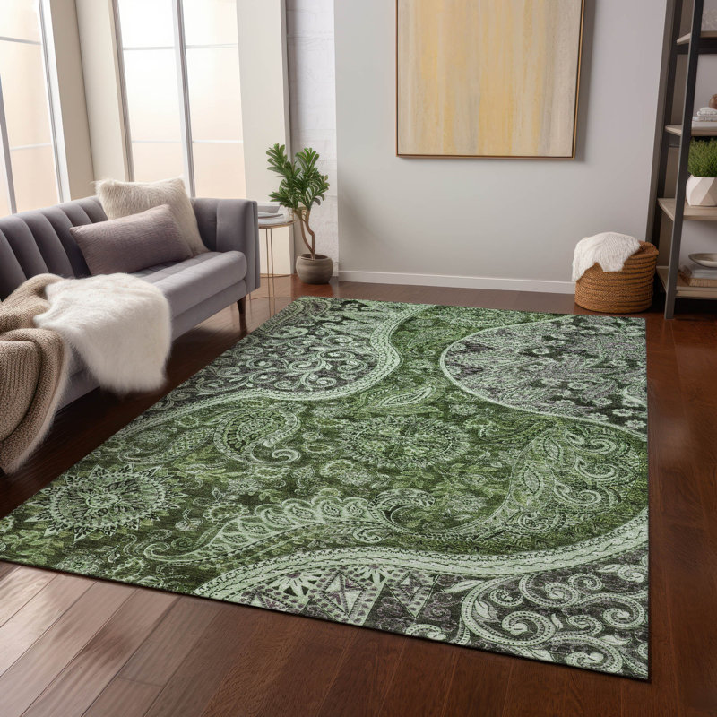Red Round Synthetic Washable Non-Slip Area Rug