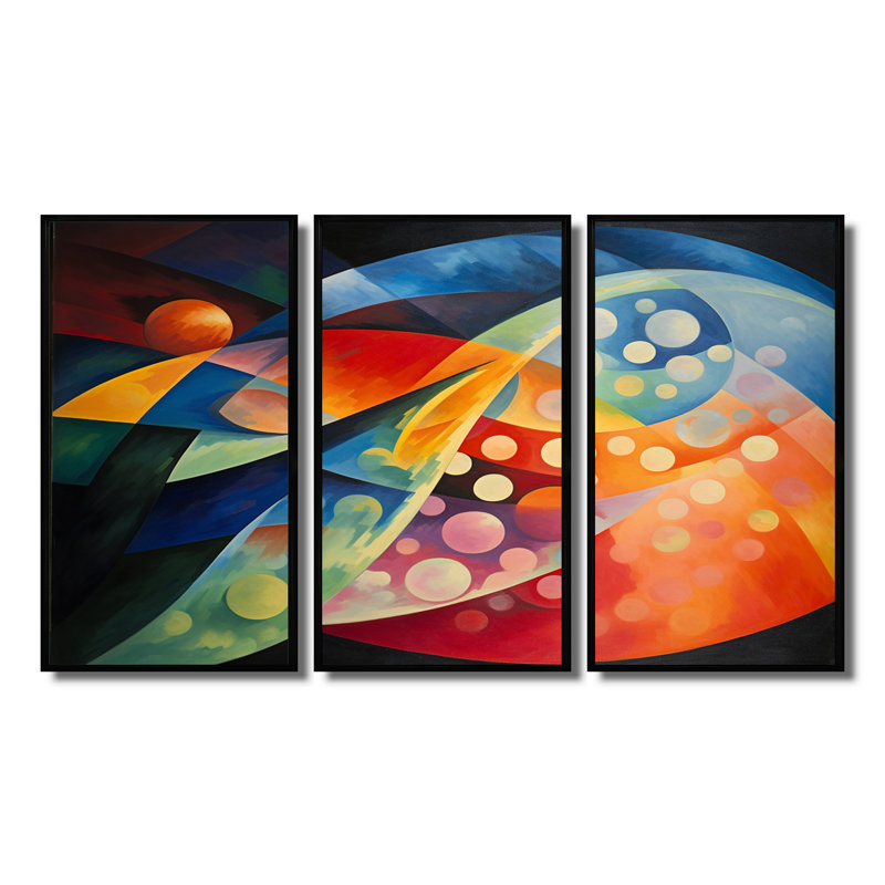 Création de l'univers, tourbillons rétro, ensemble de reproductions d'art abstrait, Cadre flottant noir