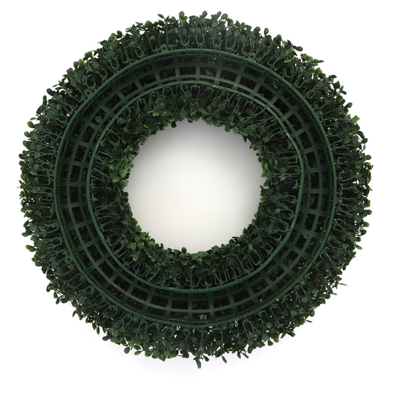 14" Green Boxwood and Eucalyptus Front Door Wreath