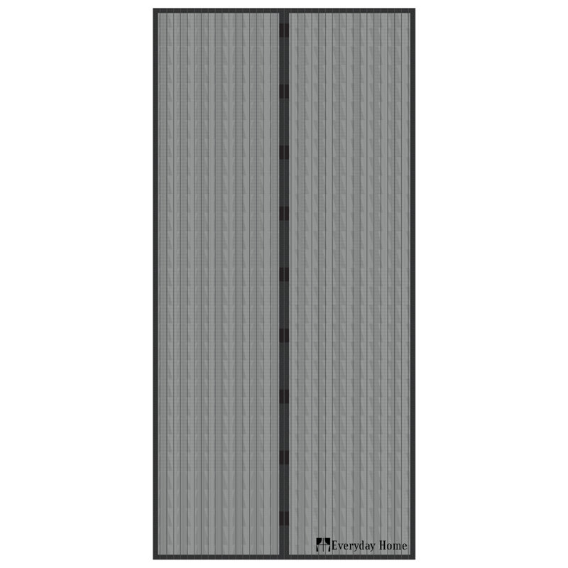 Black Mesh Magnetic Screen Door Curtains with Automatic Close, 38 x 80 in.