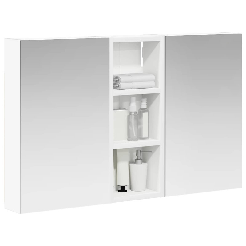 W H Wall Mounted Required Medicine Cabinet Mirror 6, White, 50cmH x 80cmW x 10.5cmD