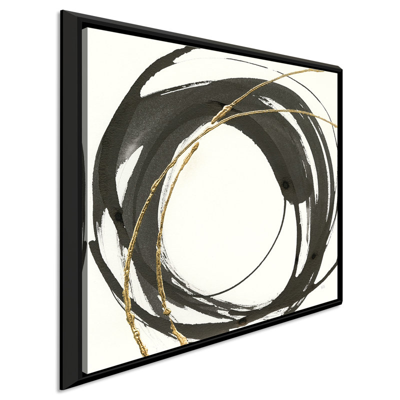 «Gilded Enso IV», reproduction, H 31,5 po x l 31,5 po x P 2 po, Cadre flottant noir