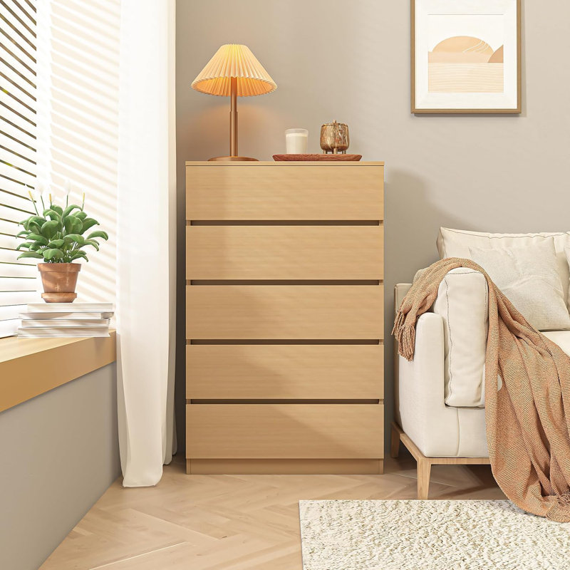 Commode 5 tiroirs Jacolien, Brun
