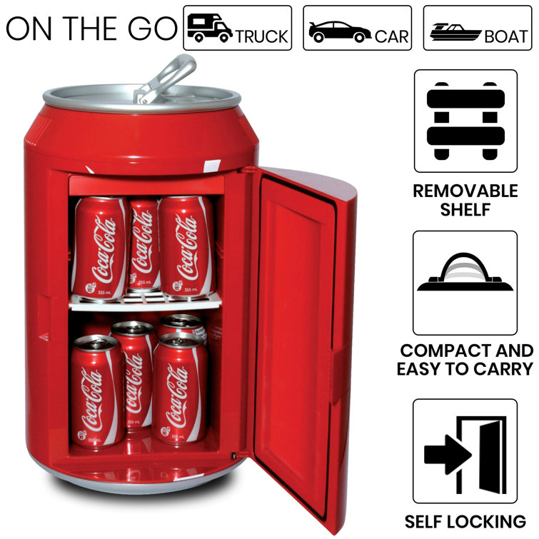 Coca-Cola 12 Can Portable Mini Fridge 12V DC 110V AC 10L Cooler