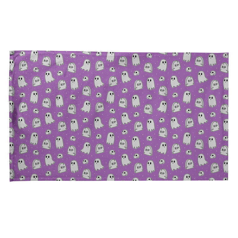 Torchon à motif de fantômes classique, Croisé en coton, Mauve