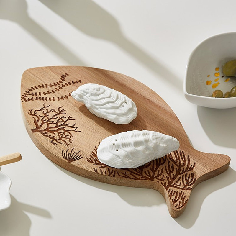 Porcelain Oyster Shell Salt and Pepper Shaker Set