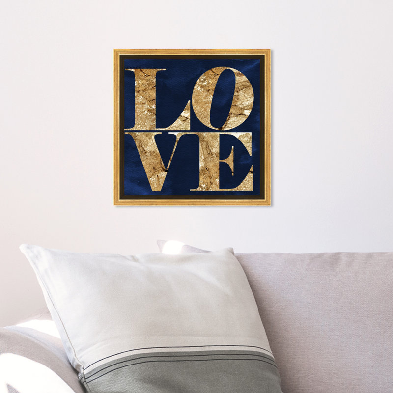 Toile pour chambre à coucher bleu marine, H 13 po x l 13 po, Cadre en plastique doré