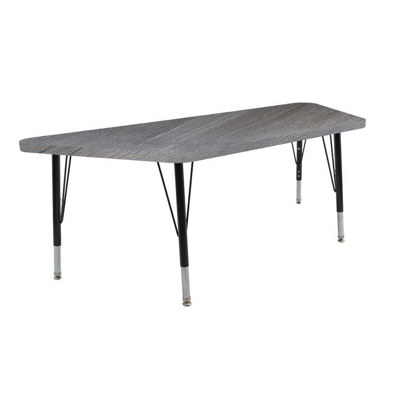 Table d'activité thermofusionnée ovale 30 "x 60" avec pieds réglables standard, Gris / Noir