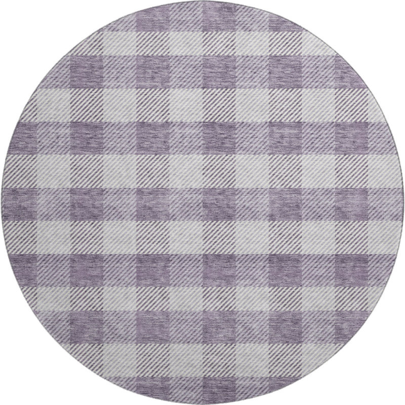 Premium Machine Washable Prisco Lavender Rug, Round 8'