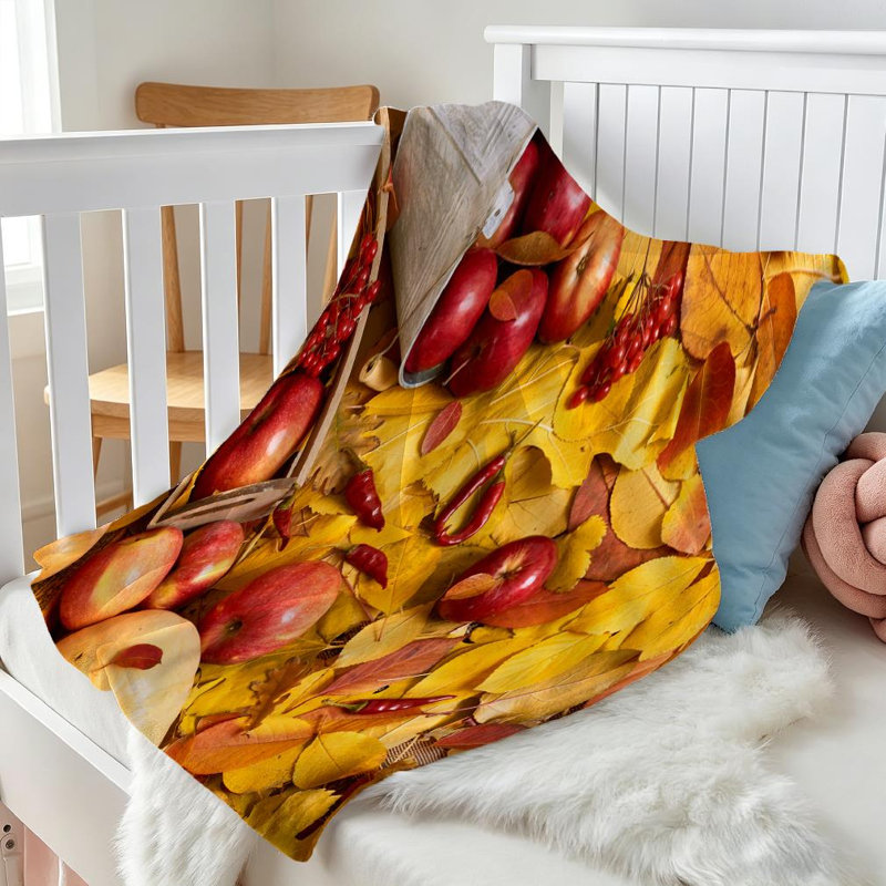 Jeté en flanelle jaune ultra doux, imprimé citrouille feuilles d'automne, Jeté 30 po x 40 po