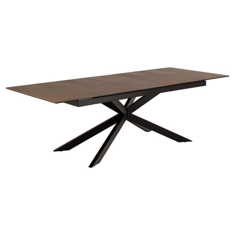 Fiona Extendable Metal Base Dining Table, Brown, 100 x 240Cm
