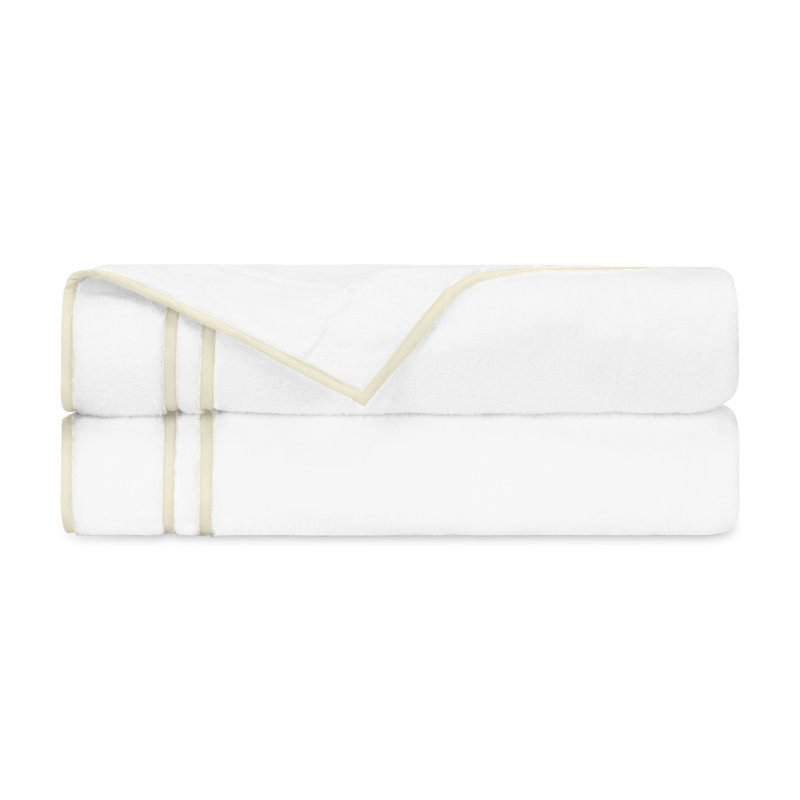 Ribbons 2-pc Bath Towel Set, White/Ivory