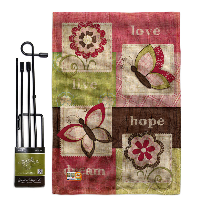 « welcome floral floral en toile jute », inspiration en polyester à 2 côtés 18,5 x 13 po ensemble de drapeau de jardin