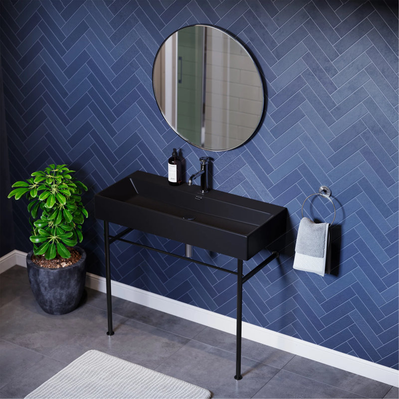 Lavabo console en céramique Claire 40, Noir / Noir