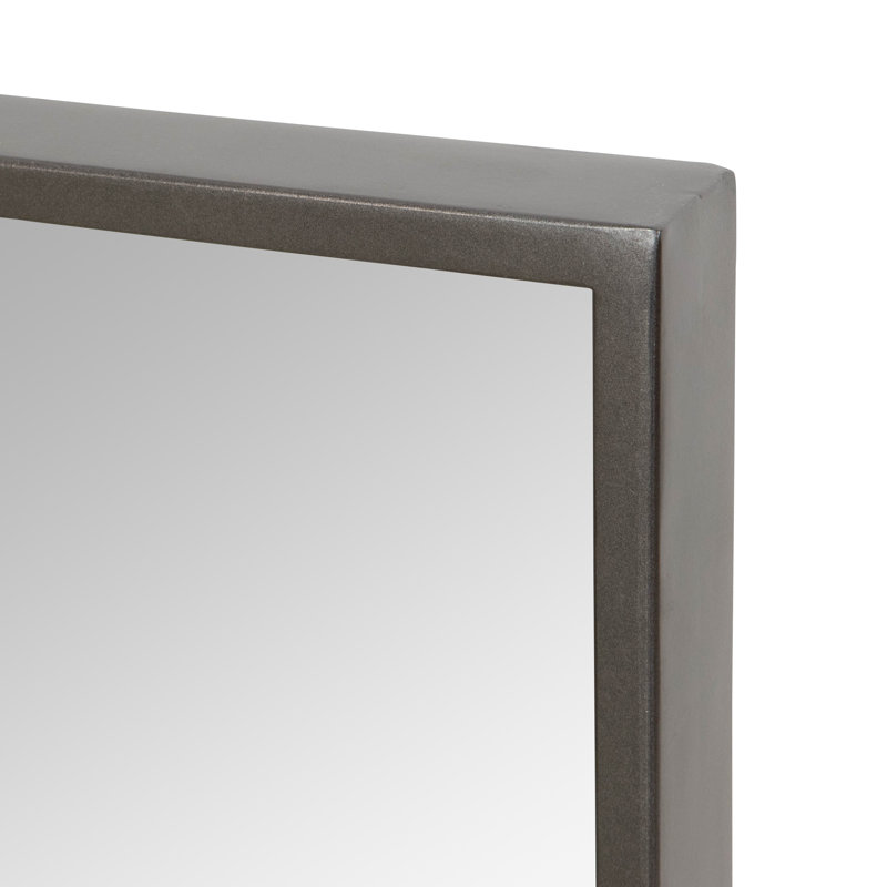 Bali Rectangle Metal Modern Wall Mirror, 36" x 24", Dark Gray