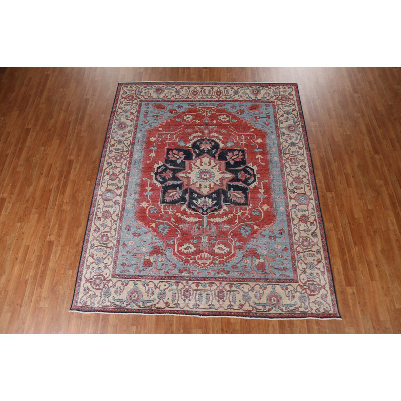 Tapis floral floral Heriz Serapi noué à la main
