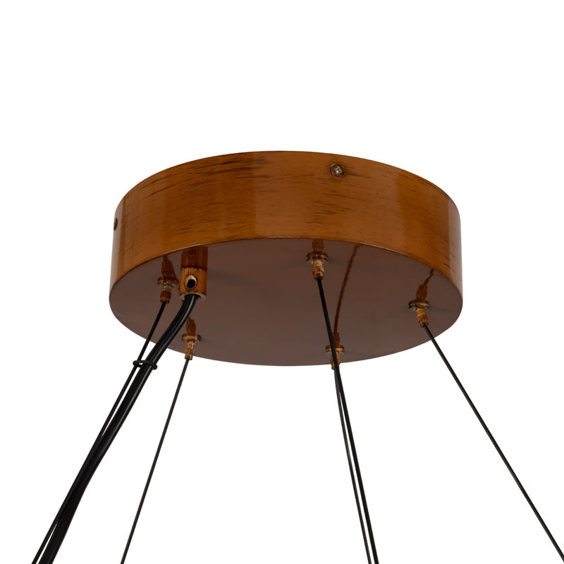 Lustre Bosco 35 po en bois massif avec DEL à intensité variable et fini chêne naturel, Natural Oak