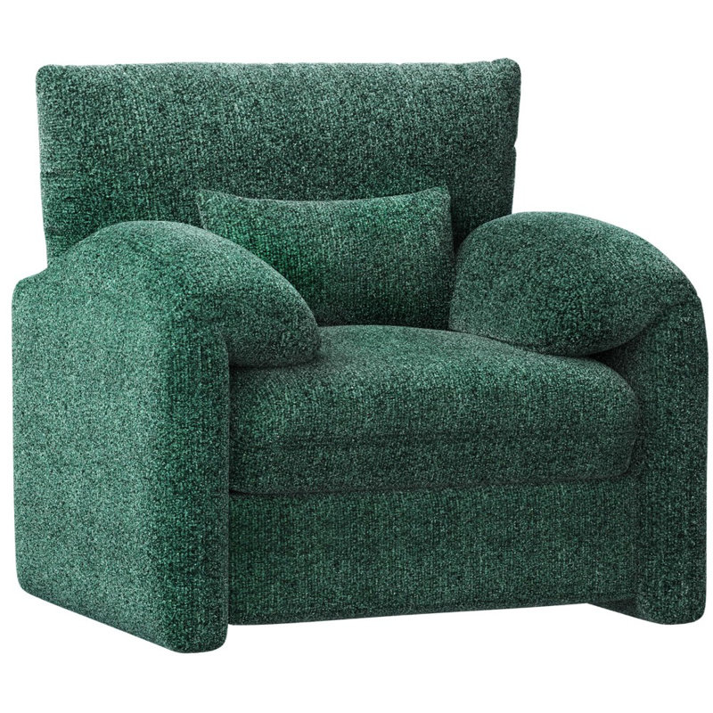 Upholstered Armchair, Green Chenille