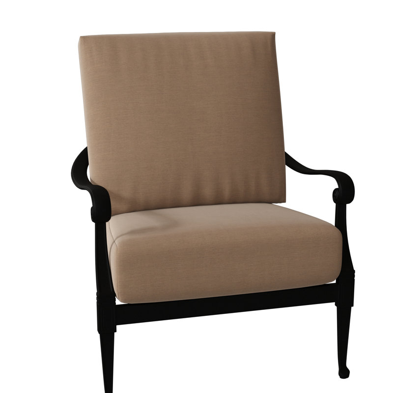 Chaise de patio Wiltshire, Toile Sunbrella® beige chiné, Noir texturé