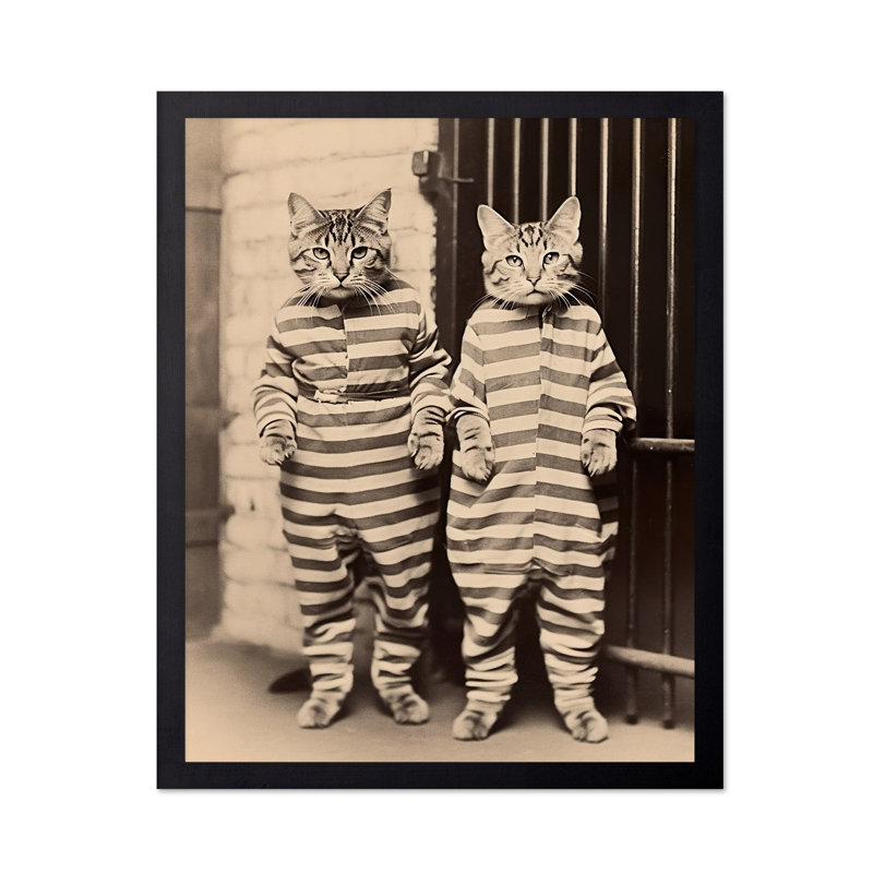 Chats en Prison, 24"H x 32"W, Poster, Black Framed