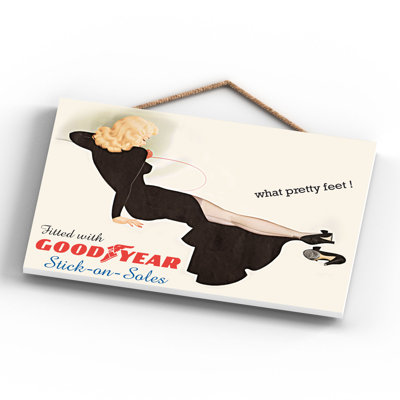 Good Year Soles Vintage Retro Poster Design On Wooden Plaque