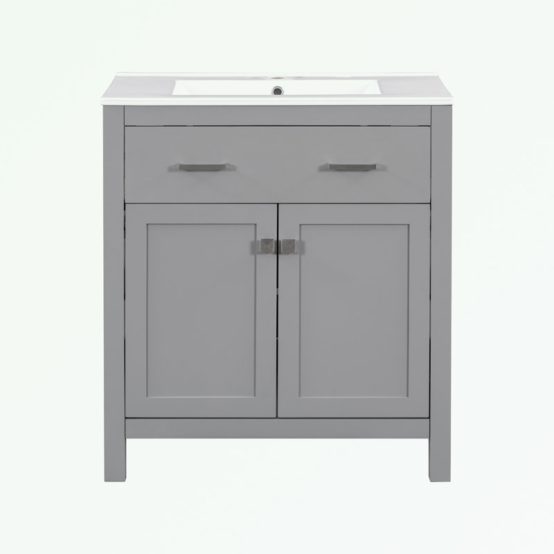 Armoire de salle de bain Ofek, Gris, Argent argent