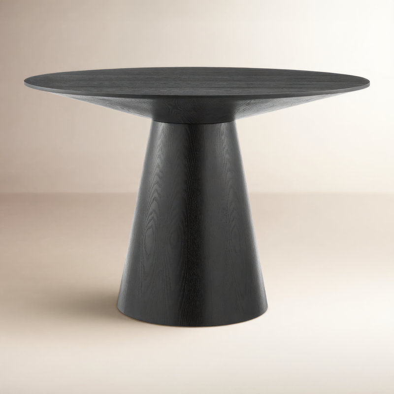 Adara Pedestal Dining Table, Matte Black, 53.2" W x 53.2" L