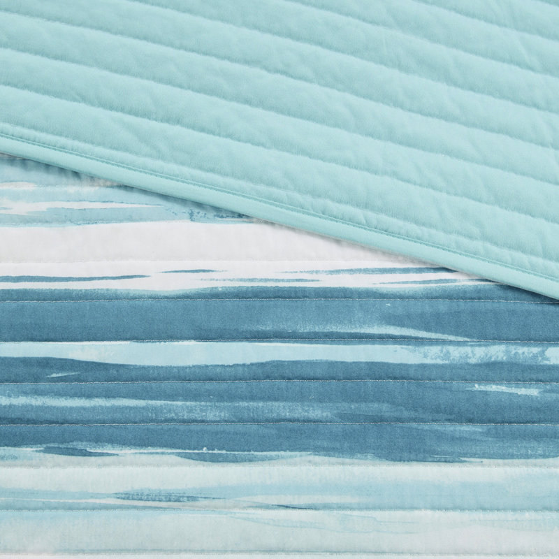 Courtepointe très grand / très grand avec coussins décoratifs - 100% pour chambre à coucher, Aqua