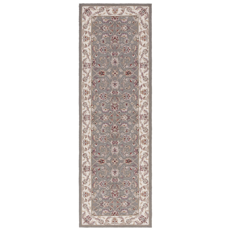 Hollander Hand Hooked Wool Taupe/Ivory Rug, Runner 3' x 8'
