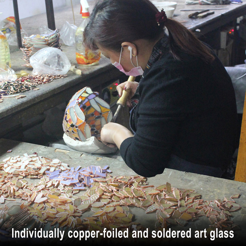 Red Anemone Tiffany-Style Window Panel