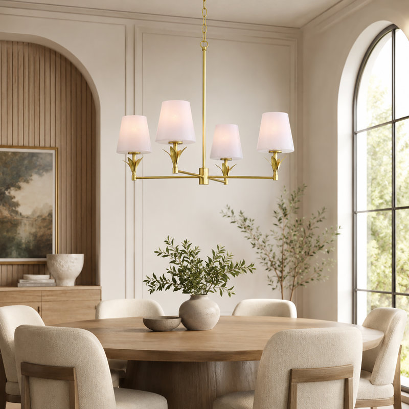 Lustre linéaire moderne à 4 lumières avec abat-jour en verre Gainesville