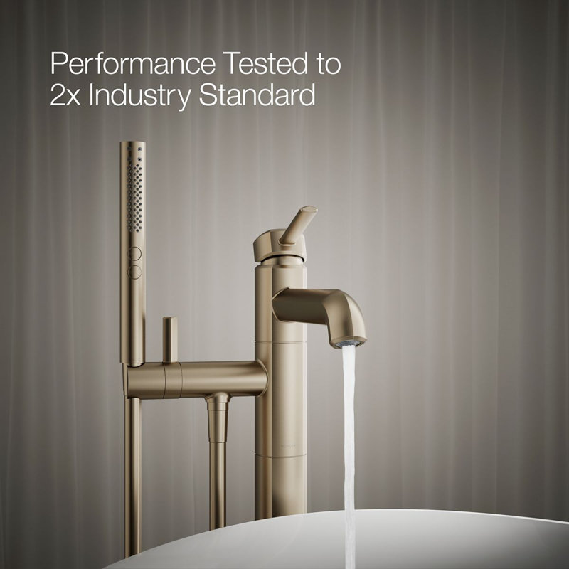 Occasion Floor-Mount Bath Filler Trim With Handshower, Vibrant Brushed Bronze