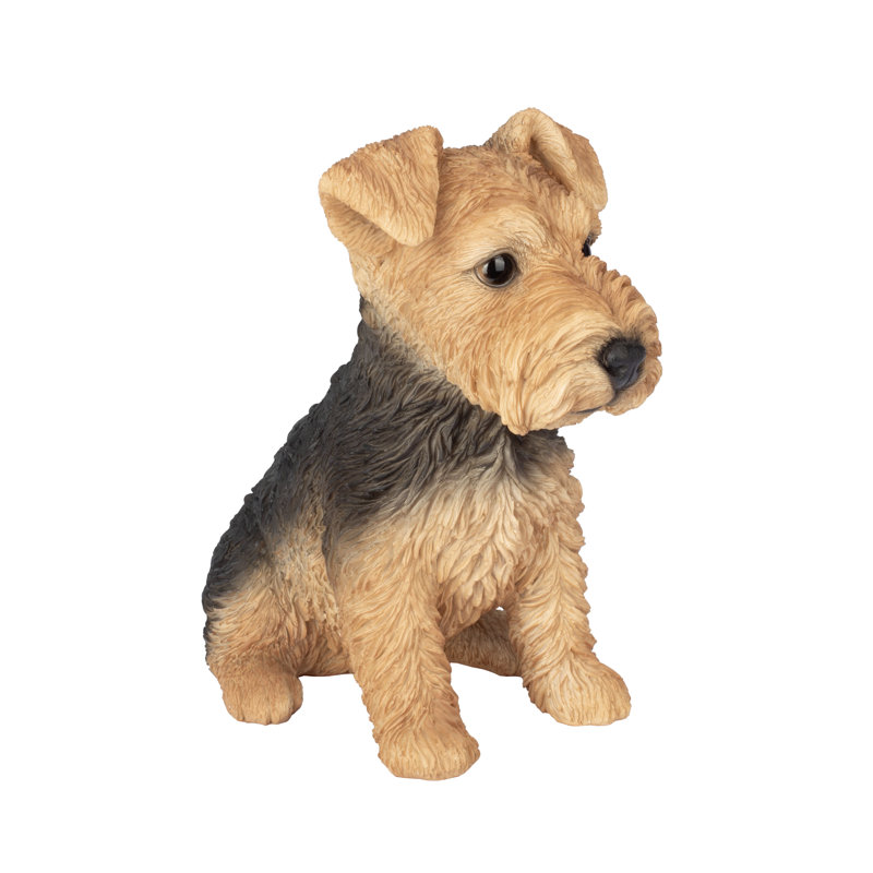  Brown Welsh terrier Decorative Puppy Figurine for Home & Garden Décor, Handpainted Polyresin Dog Statue, Realistic Design | Gift for Dog Lovers | Weather-Resistant Indoor/Outdoor Decor