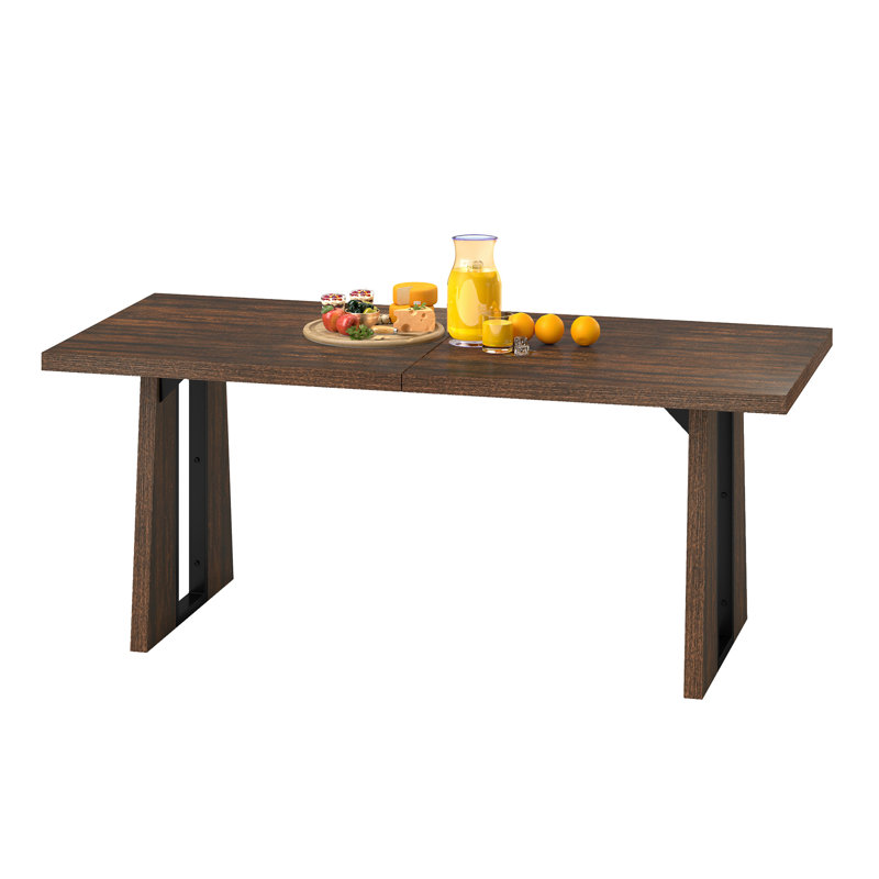 Table de salle à manger de style rétro avec pieds robustes, Brun, H 29,5 po x L 70,8 po x l 31,5 po