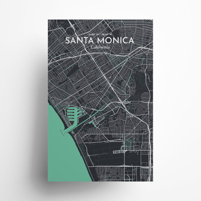Santa Monica, carte de la ville, impression