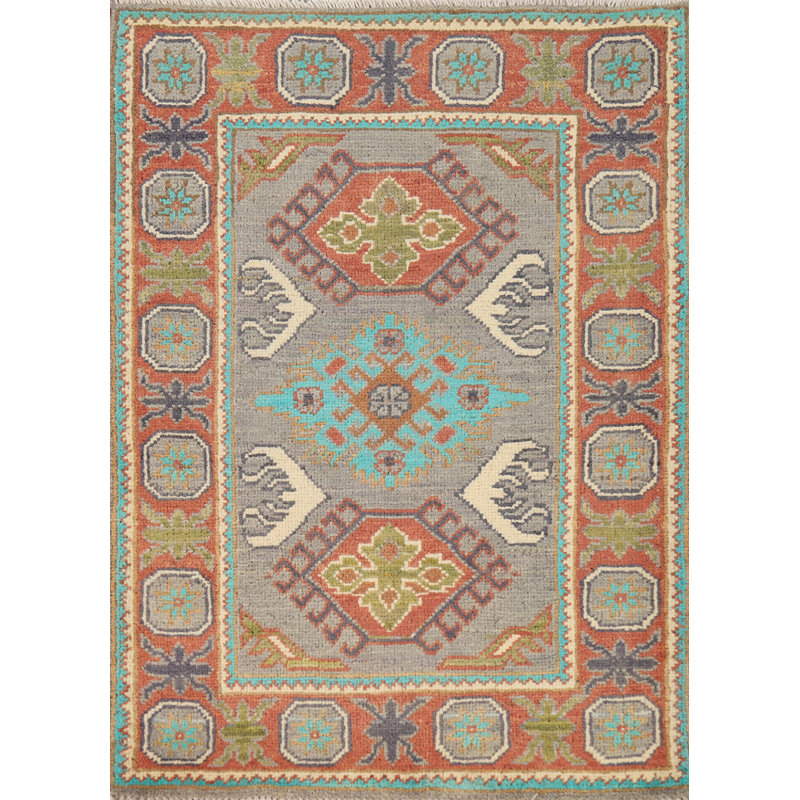 Grey Kazak Oriental Accent Rug 2x3