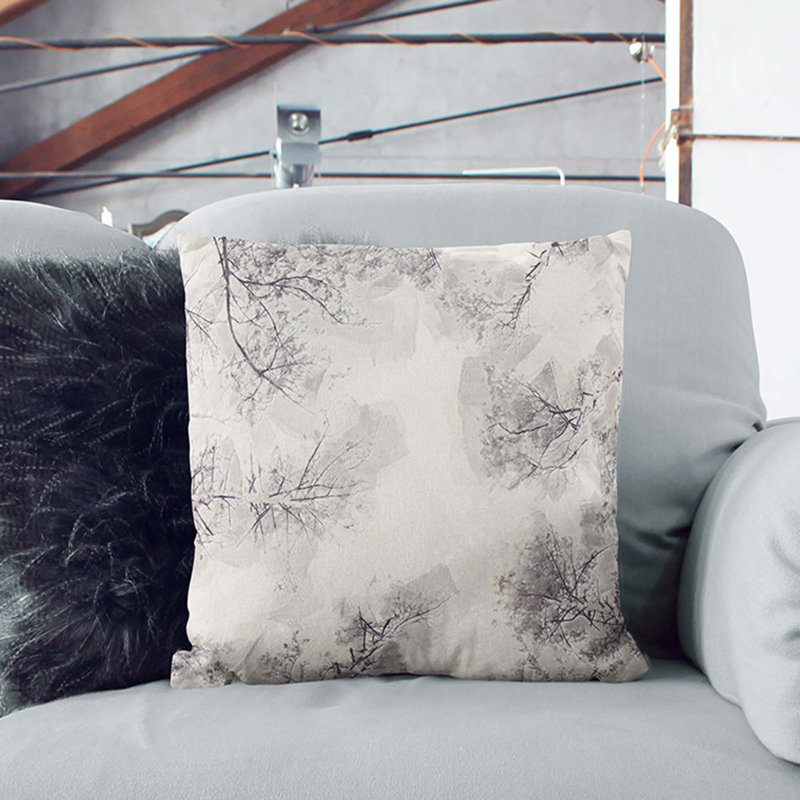 Tree Tops in Winter Cushion with Filling, Stone, 55cm H x 55cm W x 20cm D