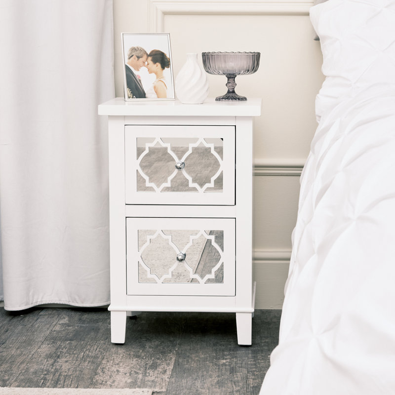Aerie 40.5cm W Manufactured Wood Bedside Table, White