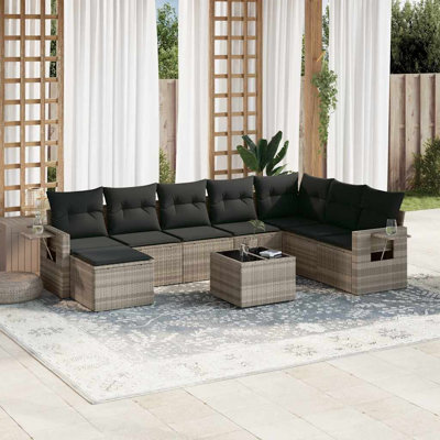 Ensemble de canapé de jardin gris clair, gris foncé