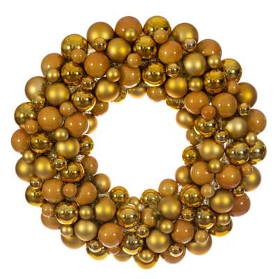 Couronne de boules nacrées dorées mates brillantes de 71 cm (28 po) avec protection UV